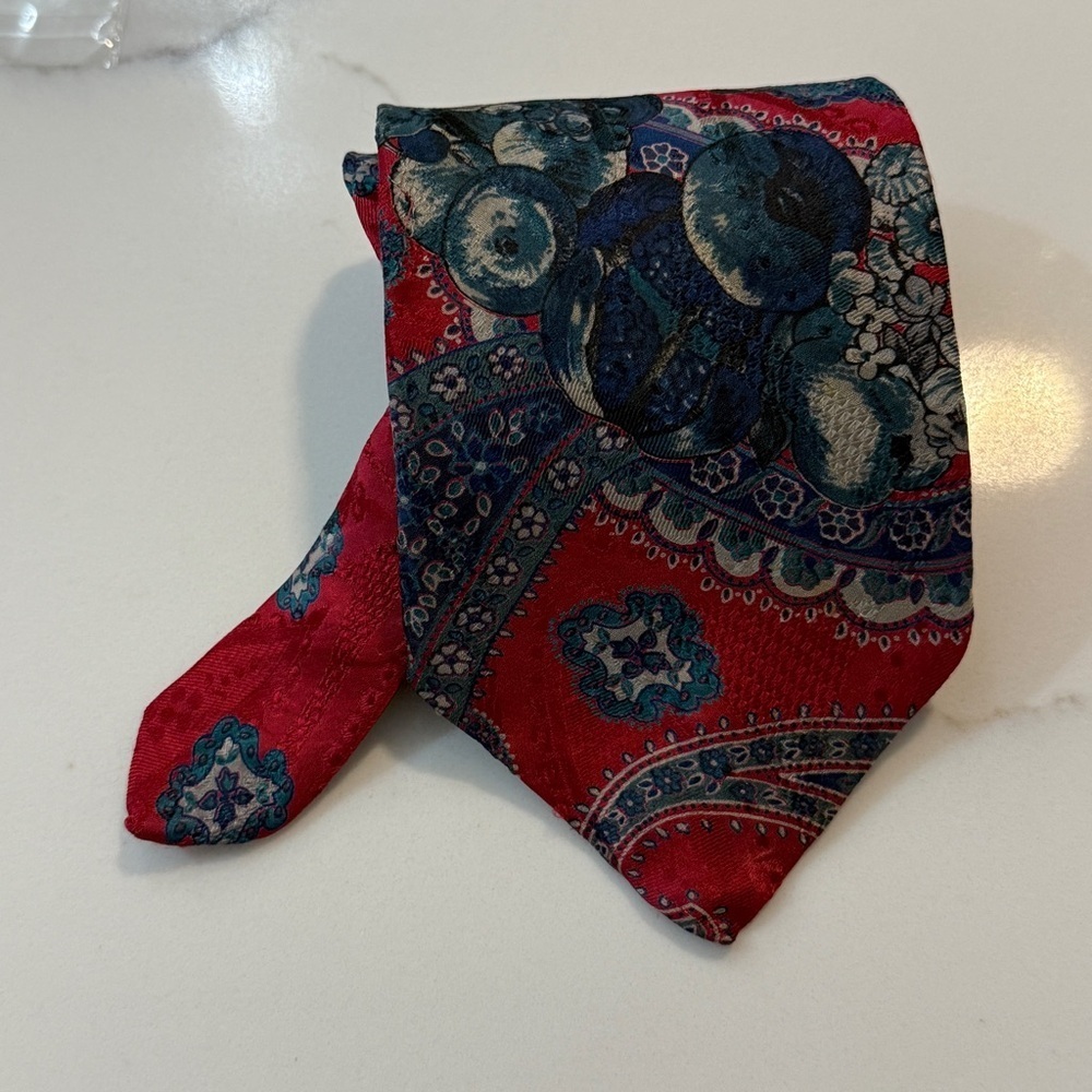 Oscar de la Renta Couture Silk Necktie Baroque Floral Scrolls Vintage Boutique - Picture 5 of 8